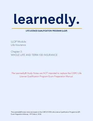 Life Insurance Study Notes - LLQP Chapter 11 Review - Studocu