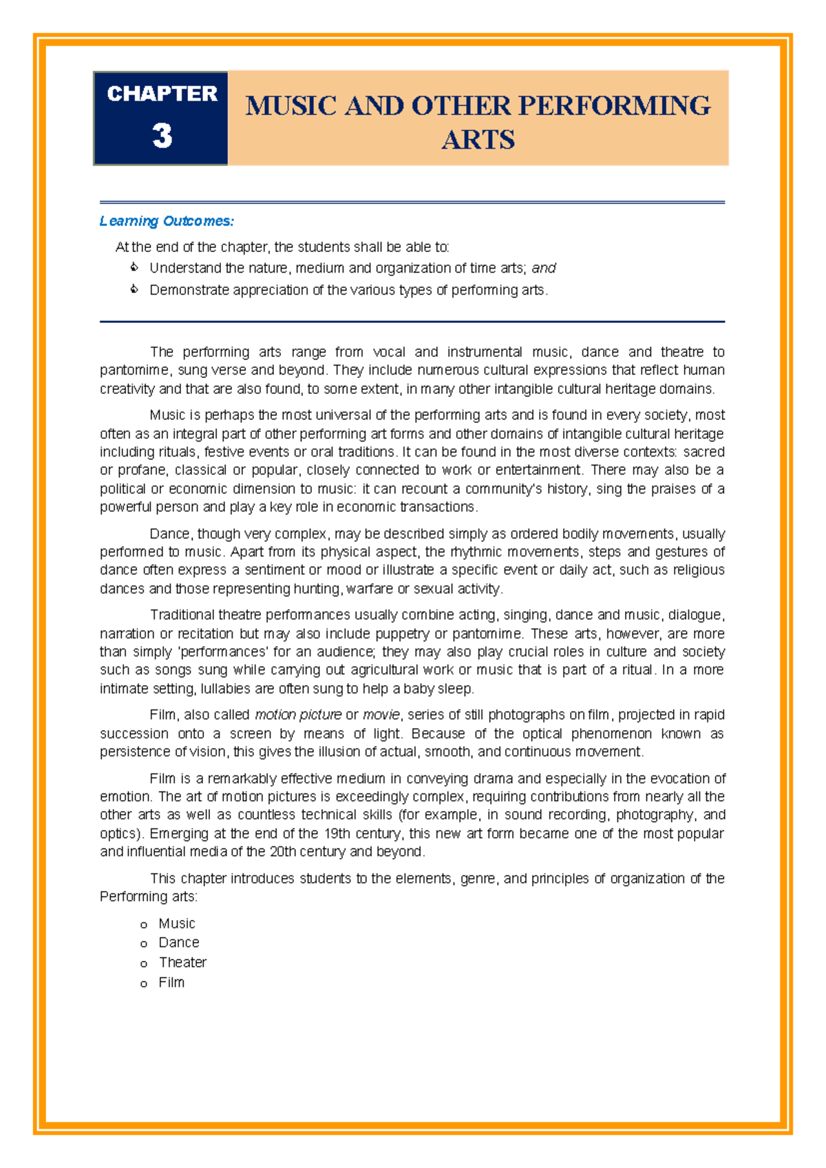 Music and Its Role in the Performing Arts (Course Code: MPA 101) - Studocu
