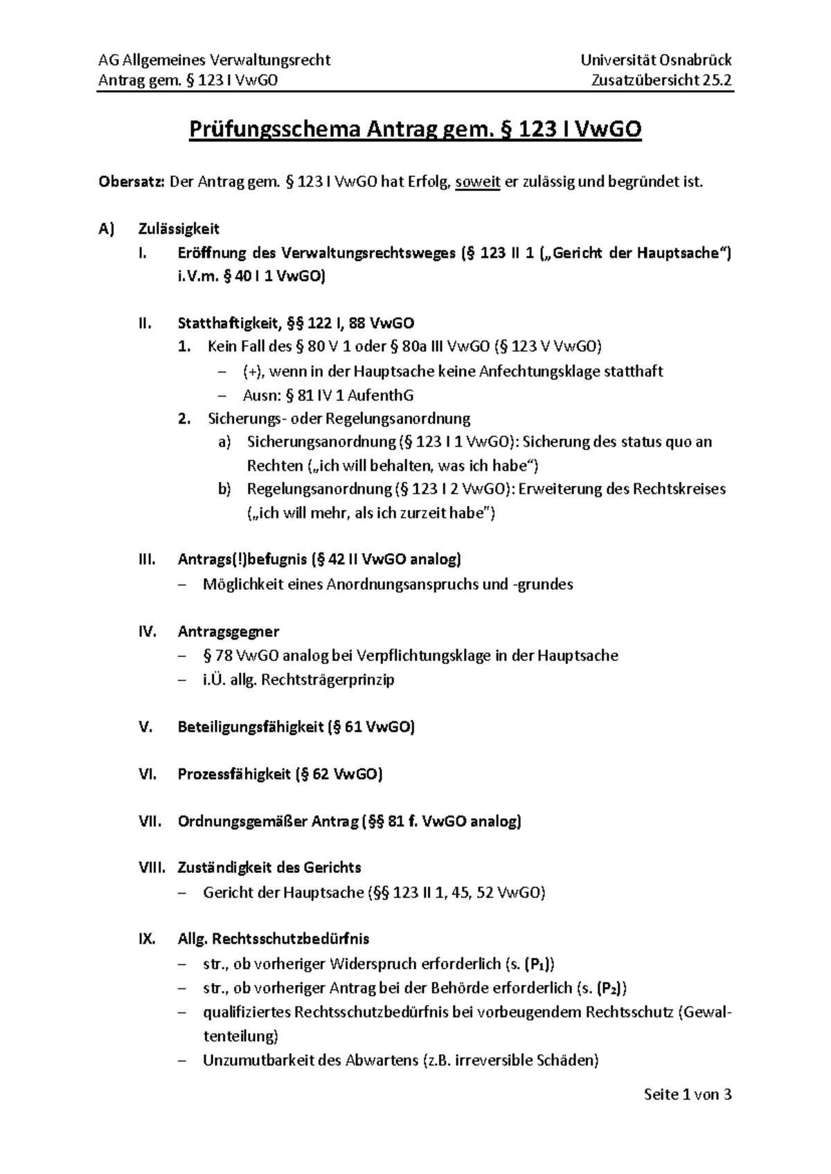 Einstweilige Anordnung · § 123 Vwgo · Verwaltungsrecht – TTYDP