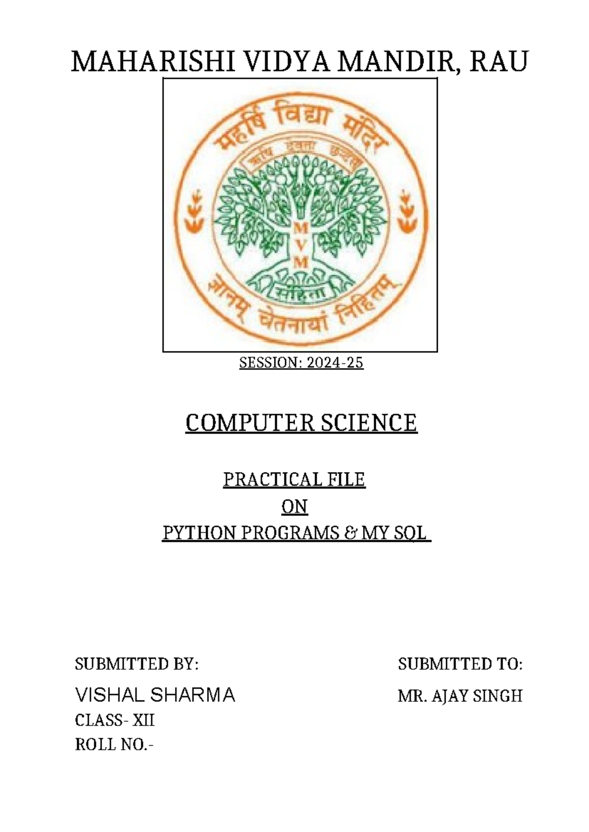 Computer Science Front PAGE pghg - Computer Science SL - MAHARISHI ...