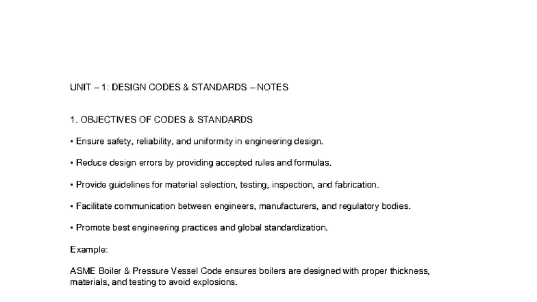 UNIT 1: DESIGN CODES & STANDARDS NOTES - MECHANICAL ENG - Studocu
