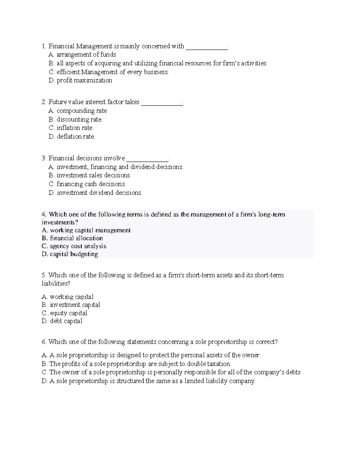 CF Midterm Exam Revision: Financial Management Concepts - Studocu