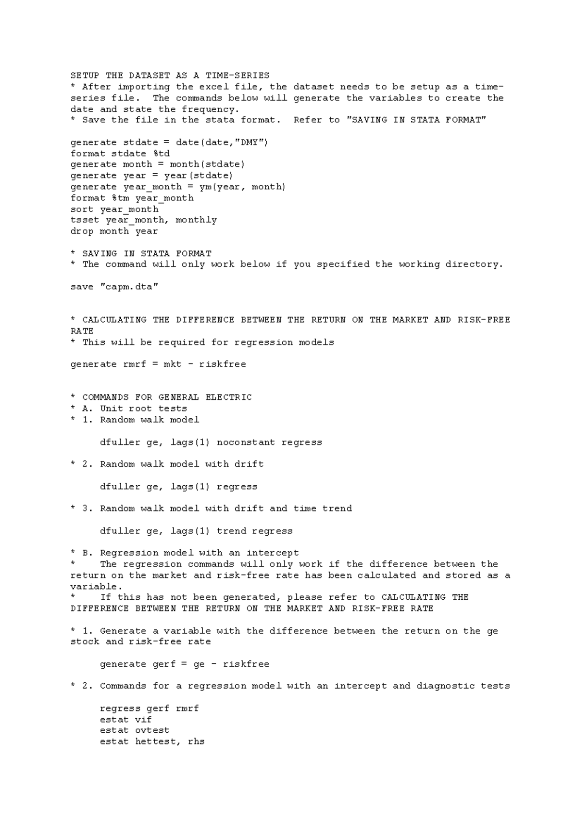 Stata Command Notes for Time-Series Analysis LCS 2 - Studocu