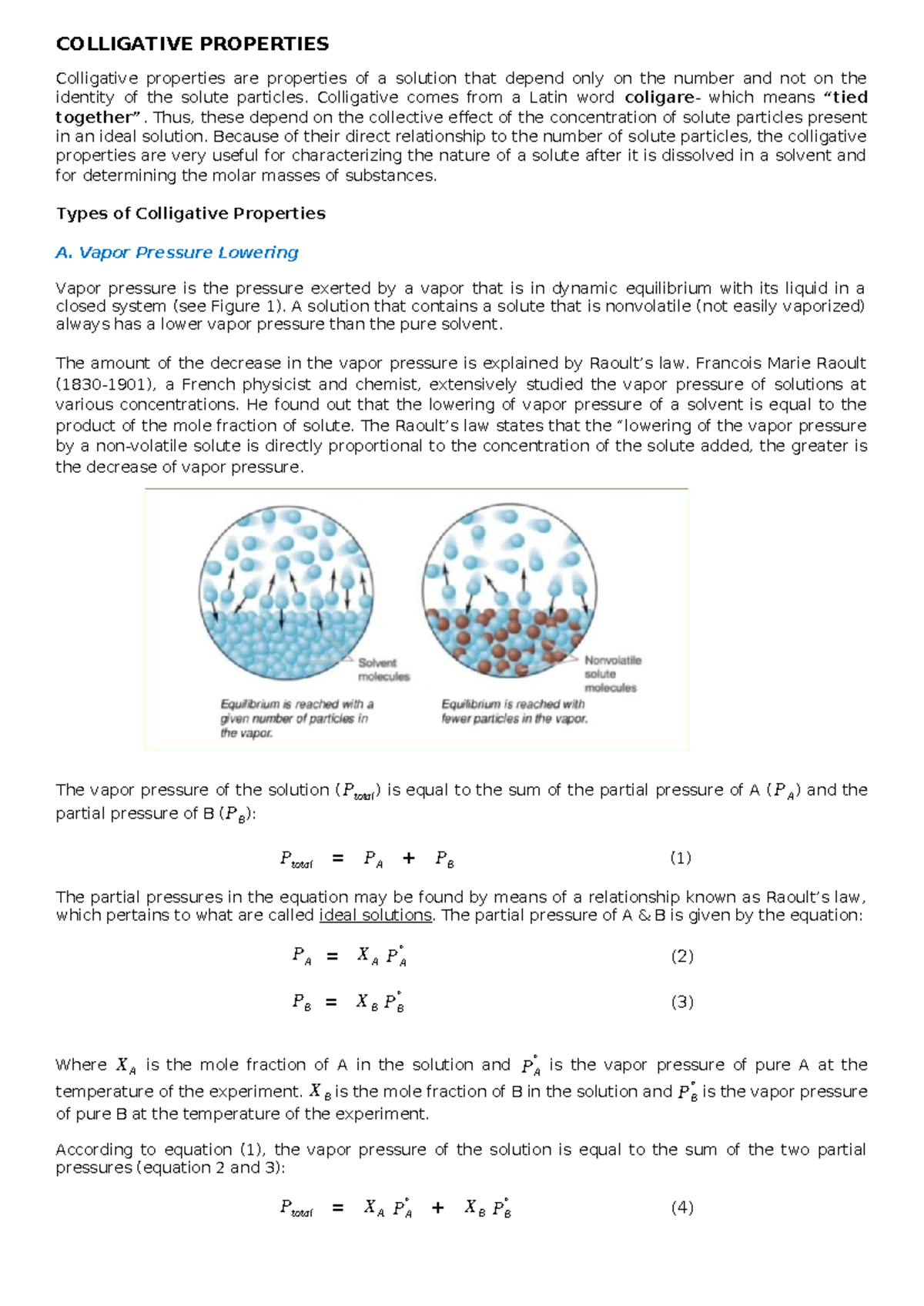 Colligative Properties: Detailed Notes and Examples (Chem 101) - Studocu