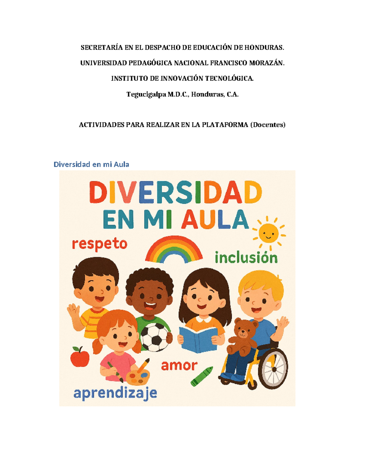 Actividades para Docentes: Diversidad en mi Aula - Studocu