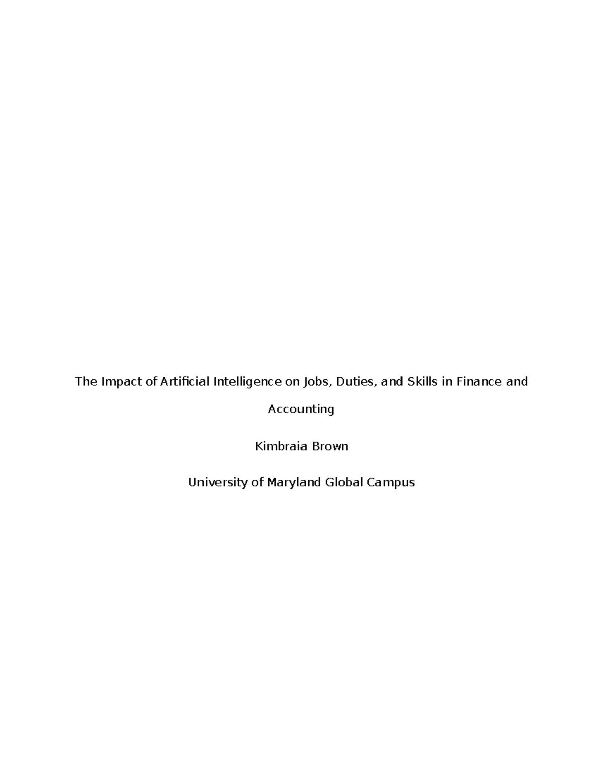 The Impact of AI on Jobs and Skills in Finance & Accounting (FIN 101 ...