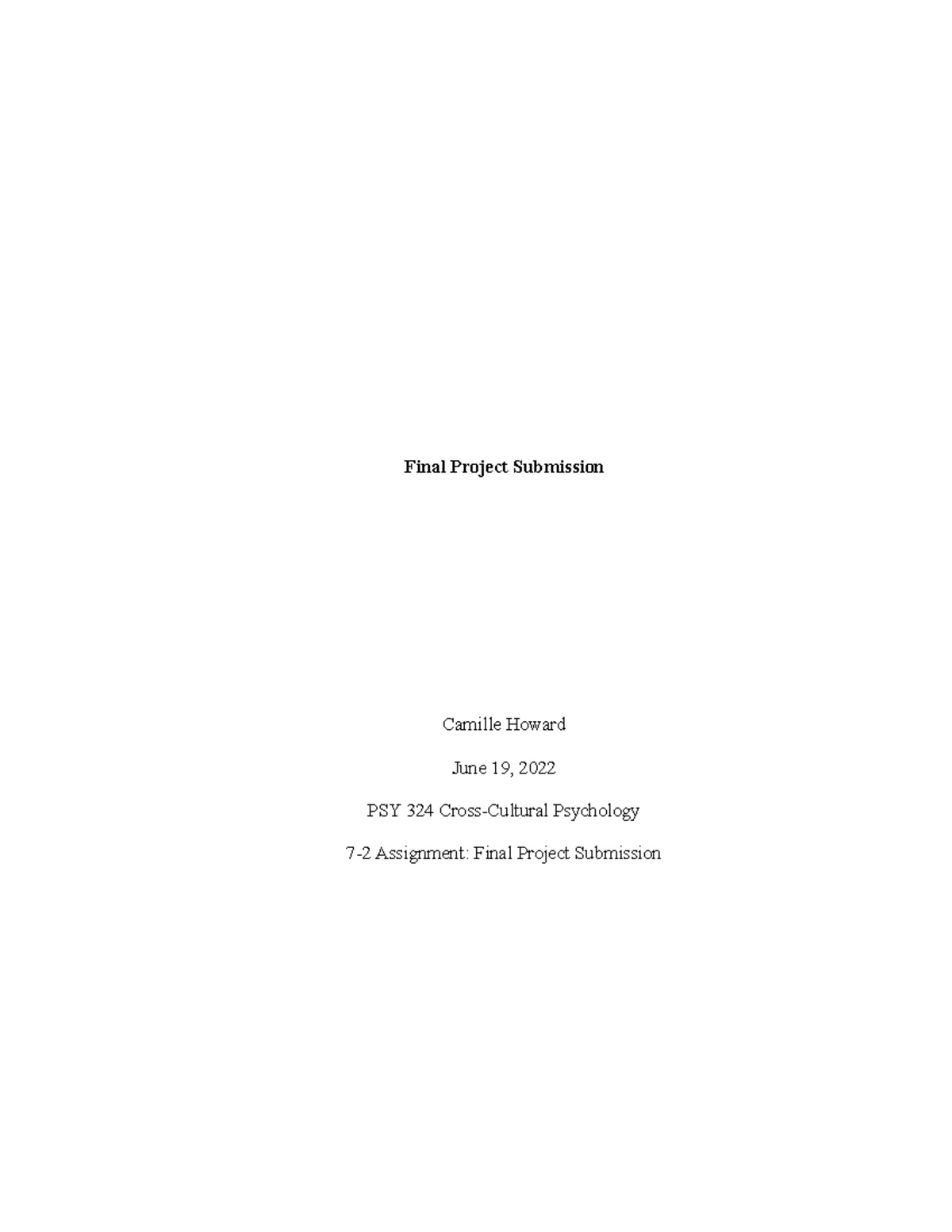 PSY324 Week 7 Module 7-2 Final Project Submission Assignment Revision ...