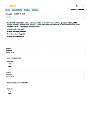 Practice Final Exam Questions for Ecology (BIOL 202) W22 - Studocu
