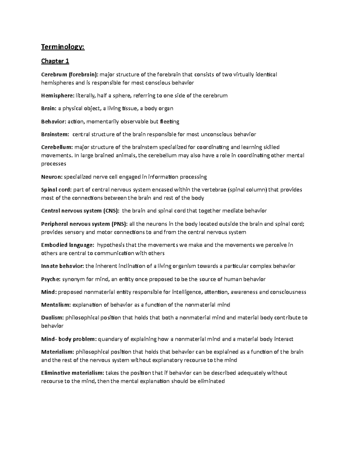 Brain and Behavior: Key Concepts Overview - Course Code PSY101 ...