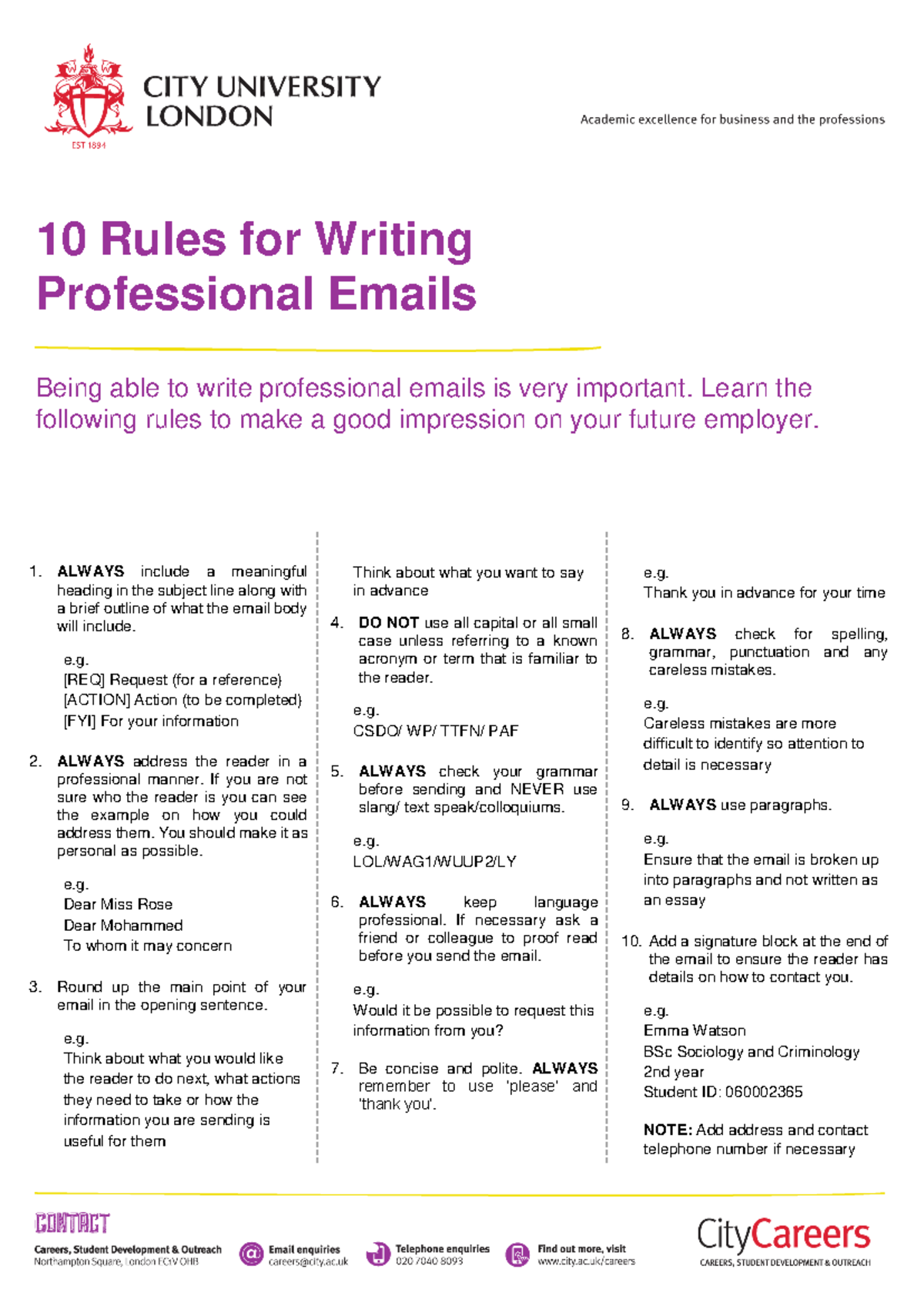 10 Essential Rules for Writing Professional Emails - Studocu