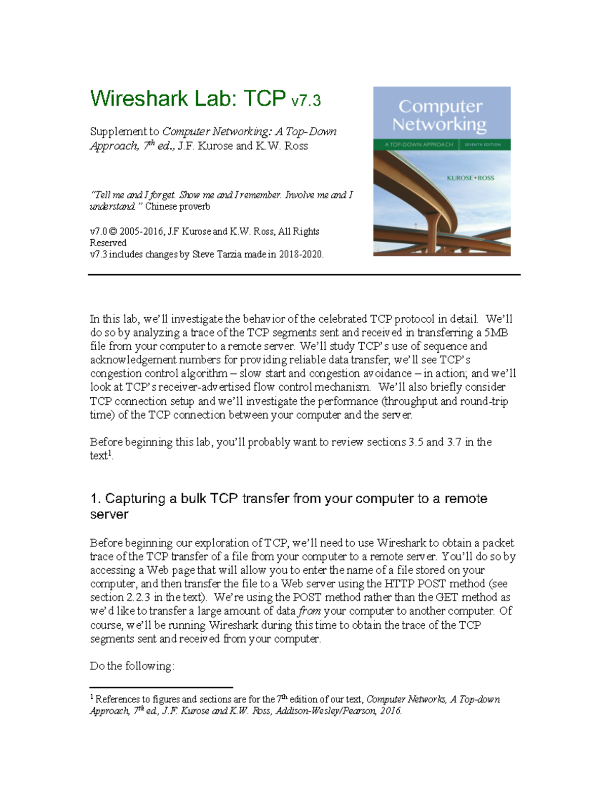 03 Computer Networks TCP Lab Report - Wireshark v7 Analysis - Studocu