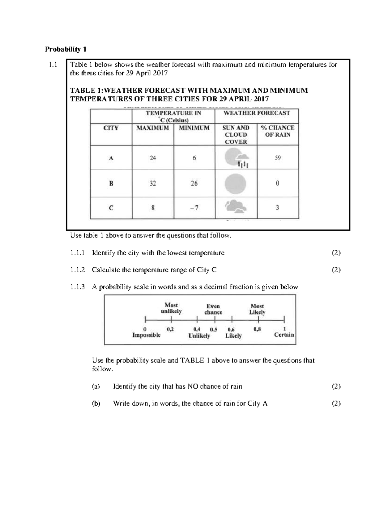 Probability Study Guide: Weather Forecasts and Random Events - Studocu
