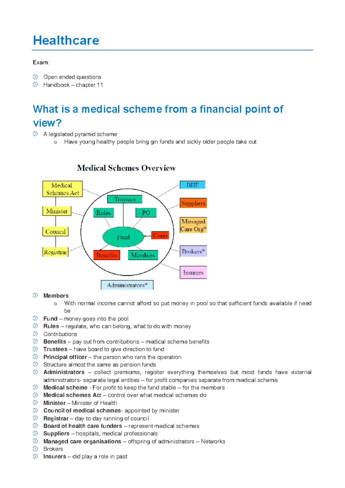 Notes - MSA Healthcare Planning: Medical Schemes & Core Principles ...