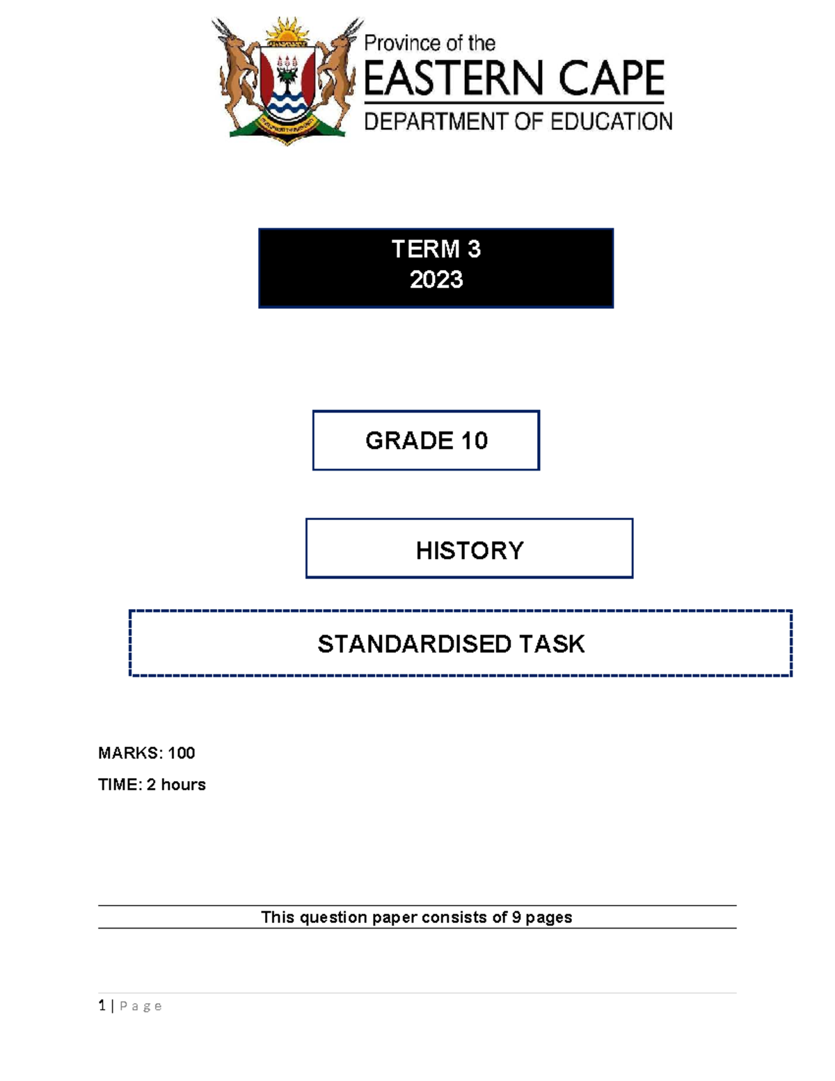 Grade 10 History Term 3 Standardised Task: Native Land Act Impact - Studocu