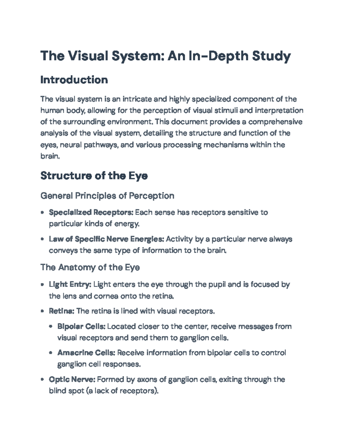 In-Depth Analysis of the Visual System: Mechanisms and Pathways - The ...