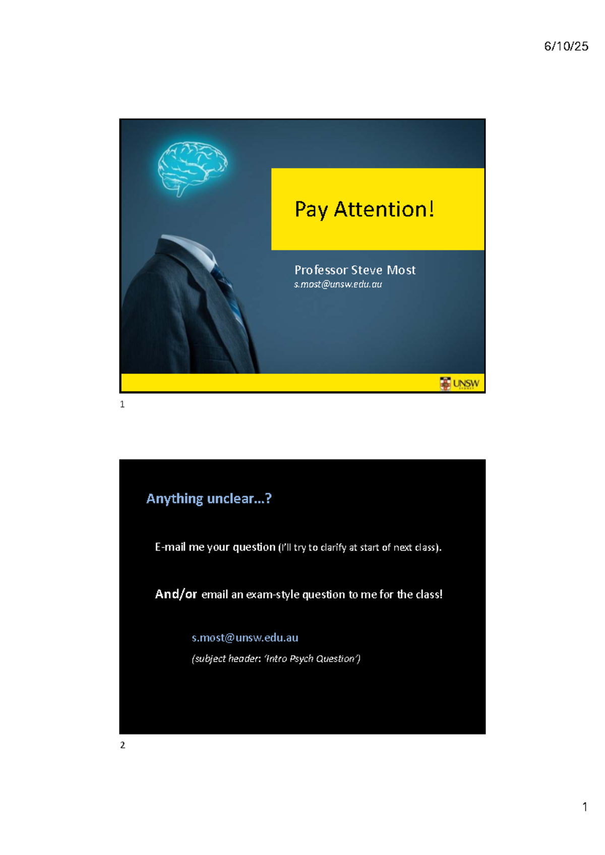 Cog Psyc 3 - Lecture Notes on Attention and Memory Concepts - Studocu