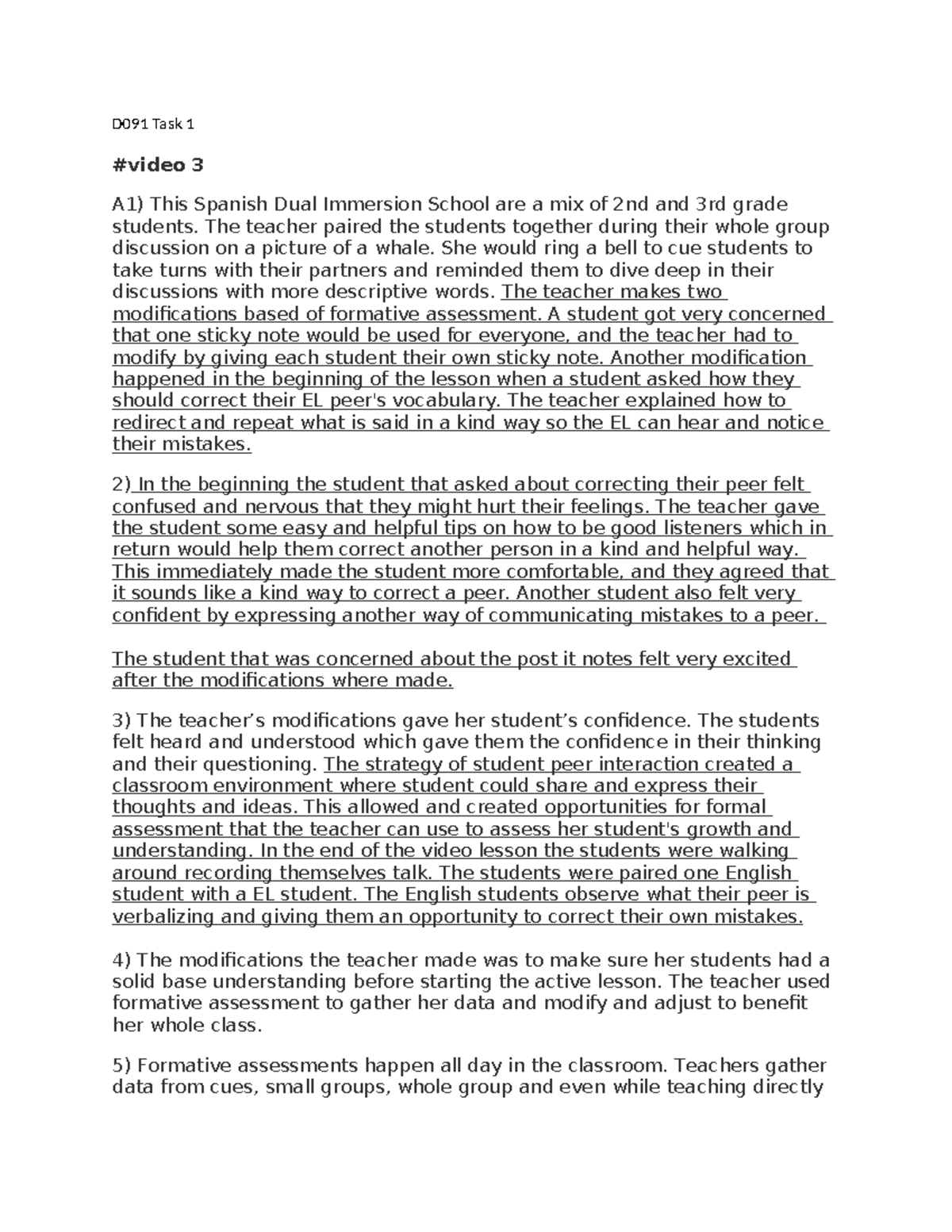 D091 Task 1 - Formative Assessment & Student Engagement Insights - Studocu
