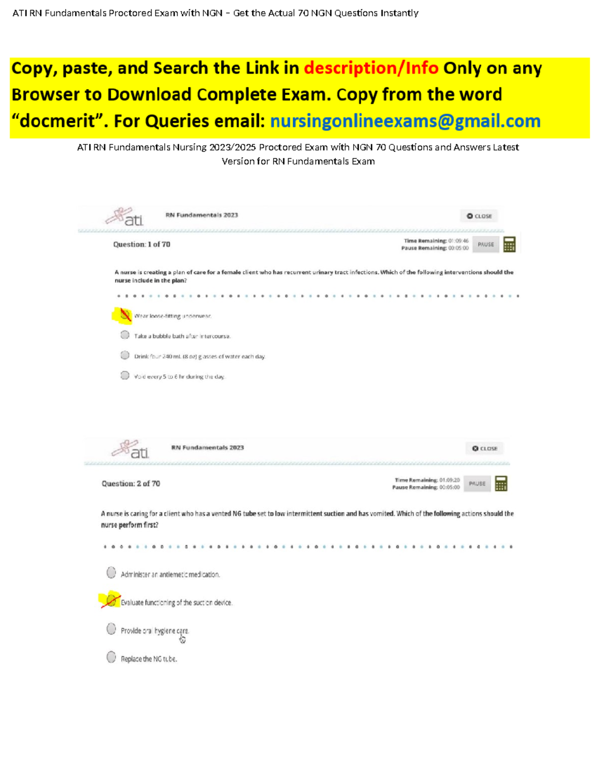 Real RN ATI Fundamentals Proctored Exam 2023-2025 – 70 NGN Questions ...