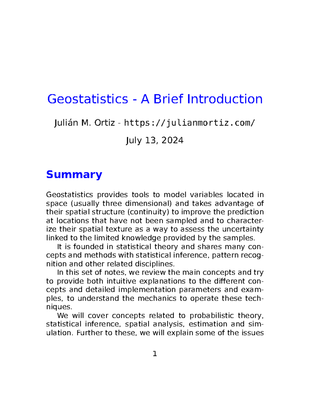 Geostatistics 101: A Brief Intro to Spatial Modeling Techniques - Studocu