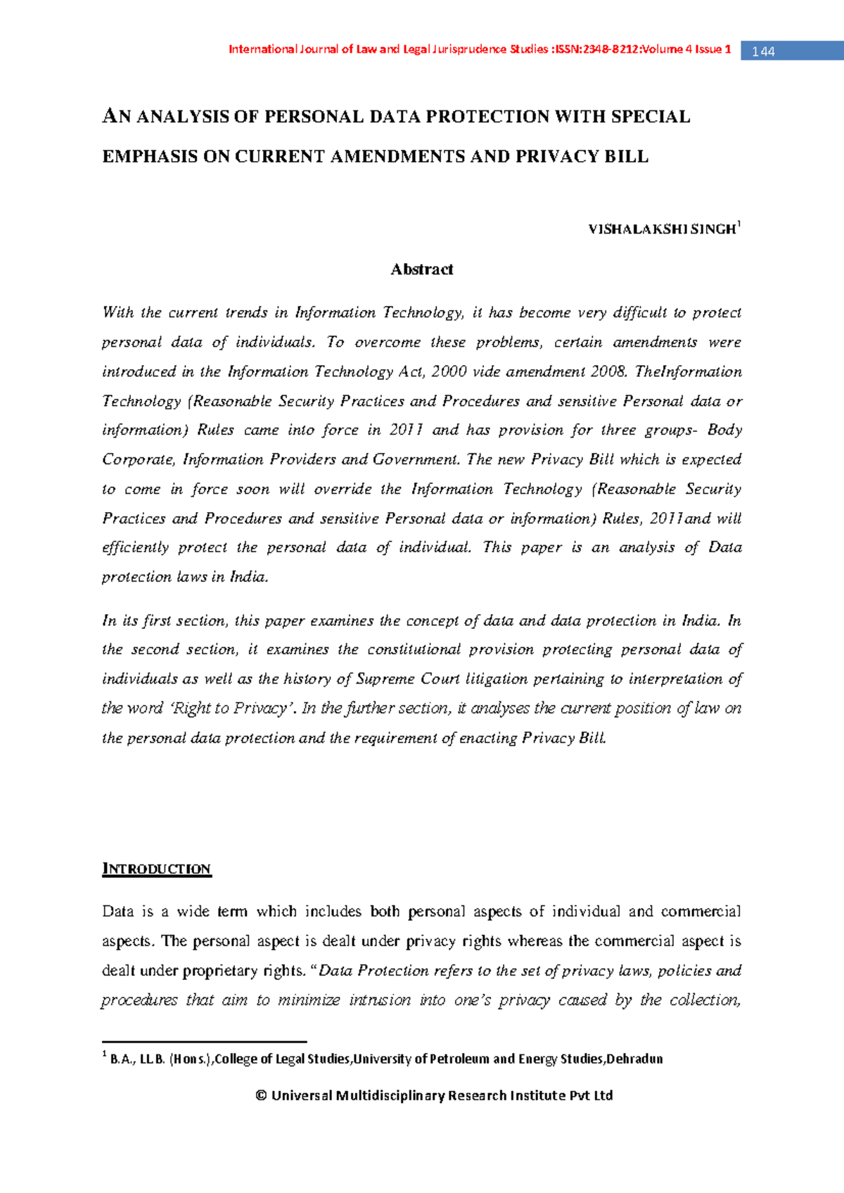 An Analysis of Personal Data Protection: Amendments & Privacy Bill ...
