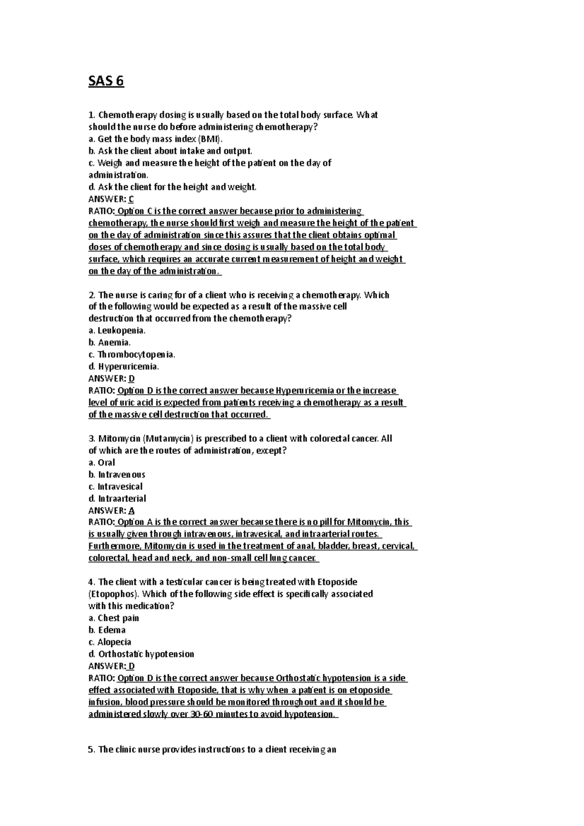 SAS 6 Pharma: Key Concepts and Nursing Considerations for Chemotherapy ...