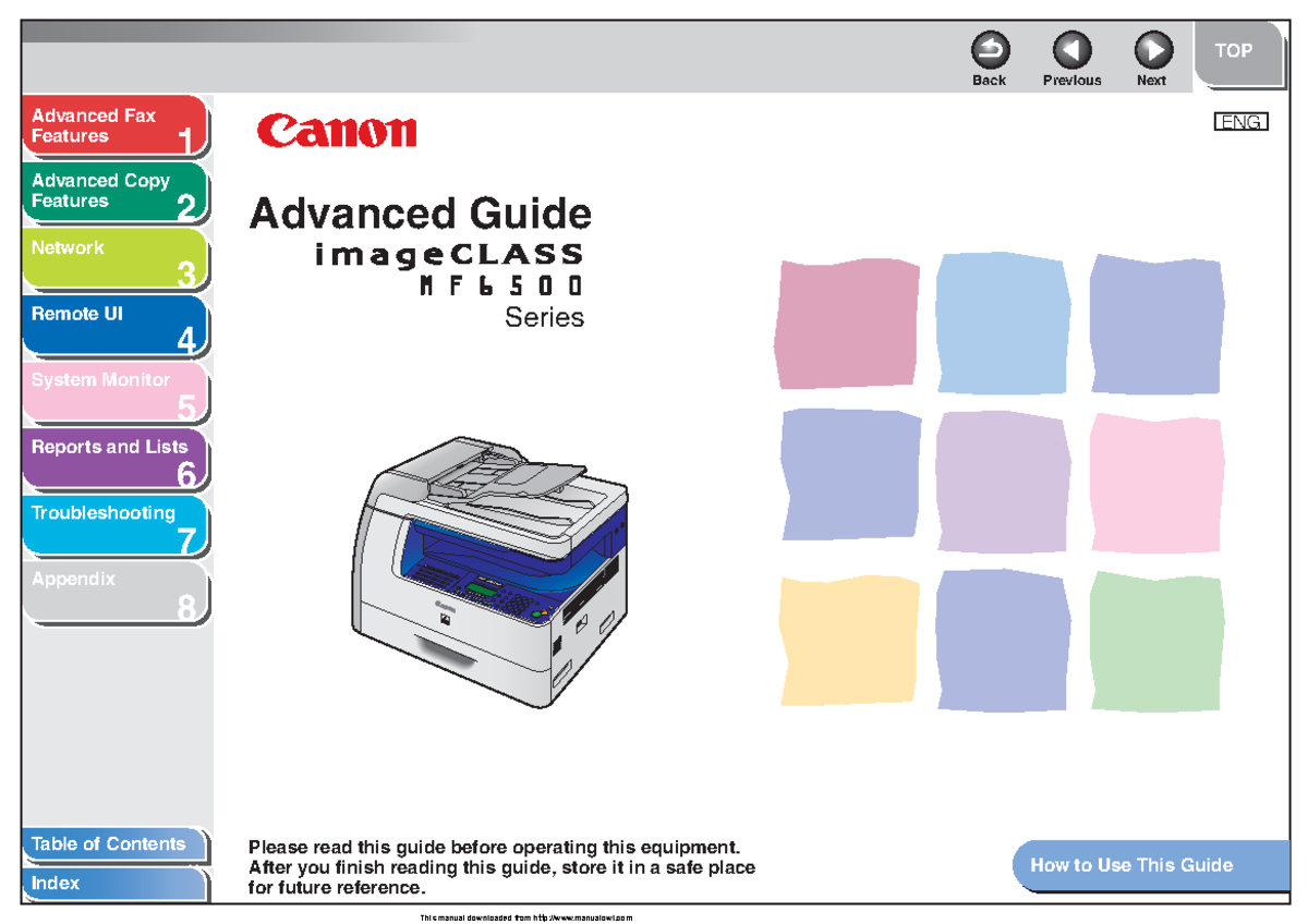 Manual-1 canon imageclass mf 6500 - 1 2 3 4 5 6 7 8 ENG Table of ...