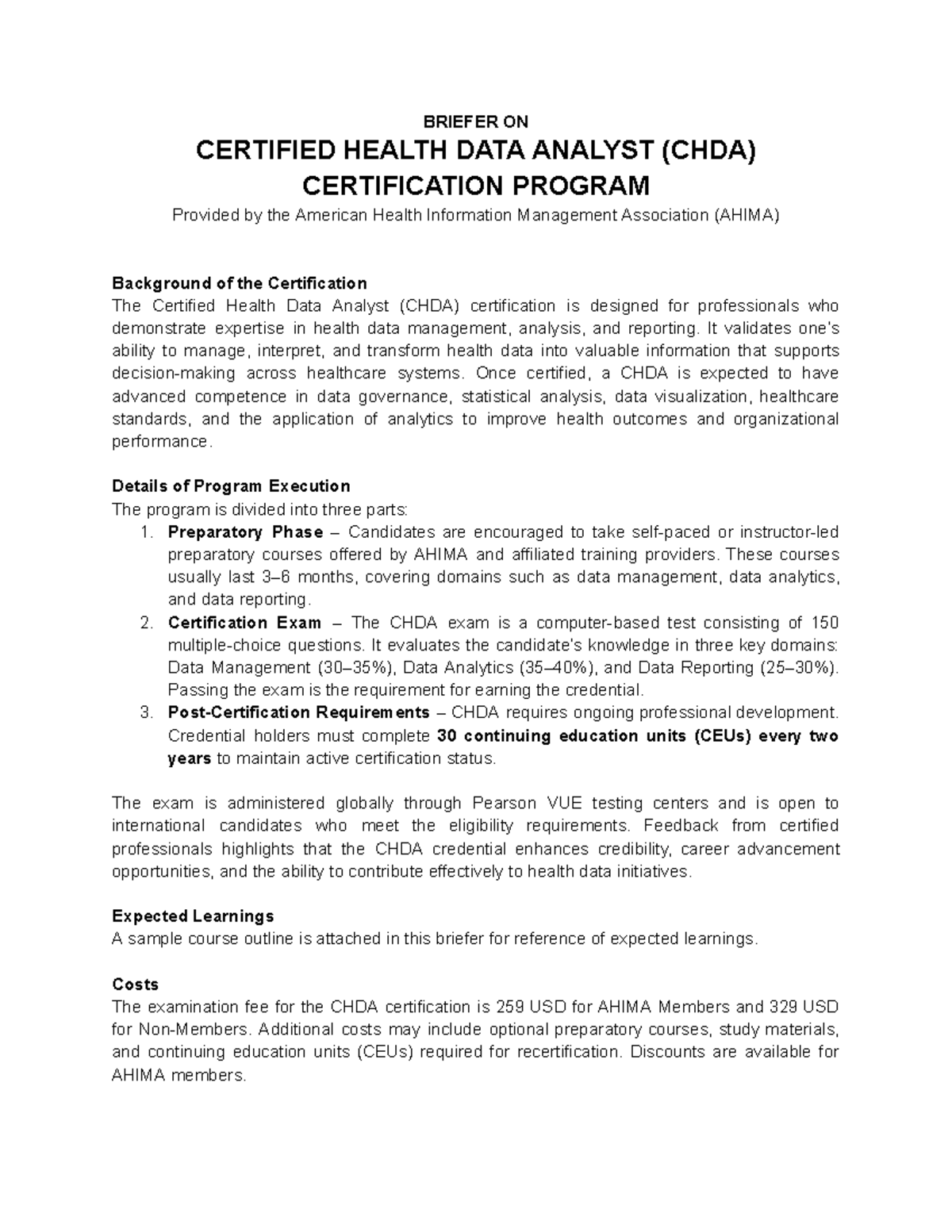 Briefer on CHDA Certification Program: Key Insights & Exam Details ...