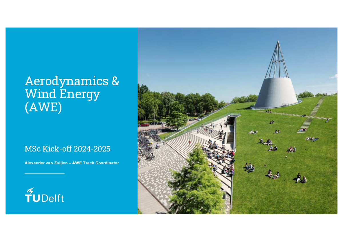 MSc AWE Kick-Off 2024: Aerodynamics & Wind Energy Overview - Studeersnel