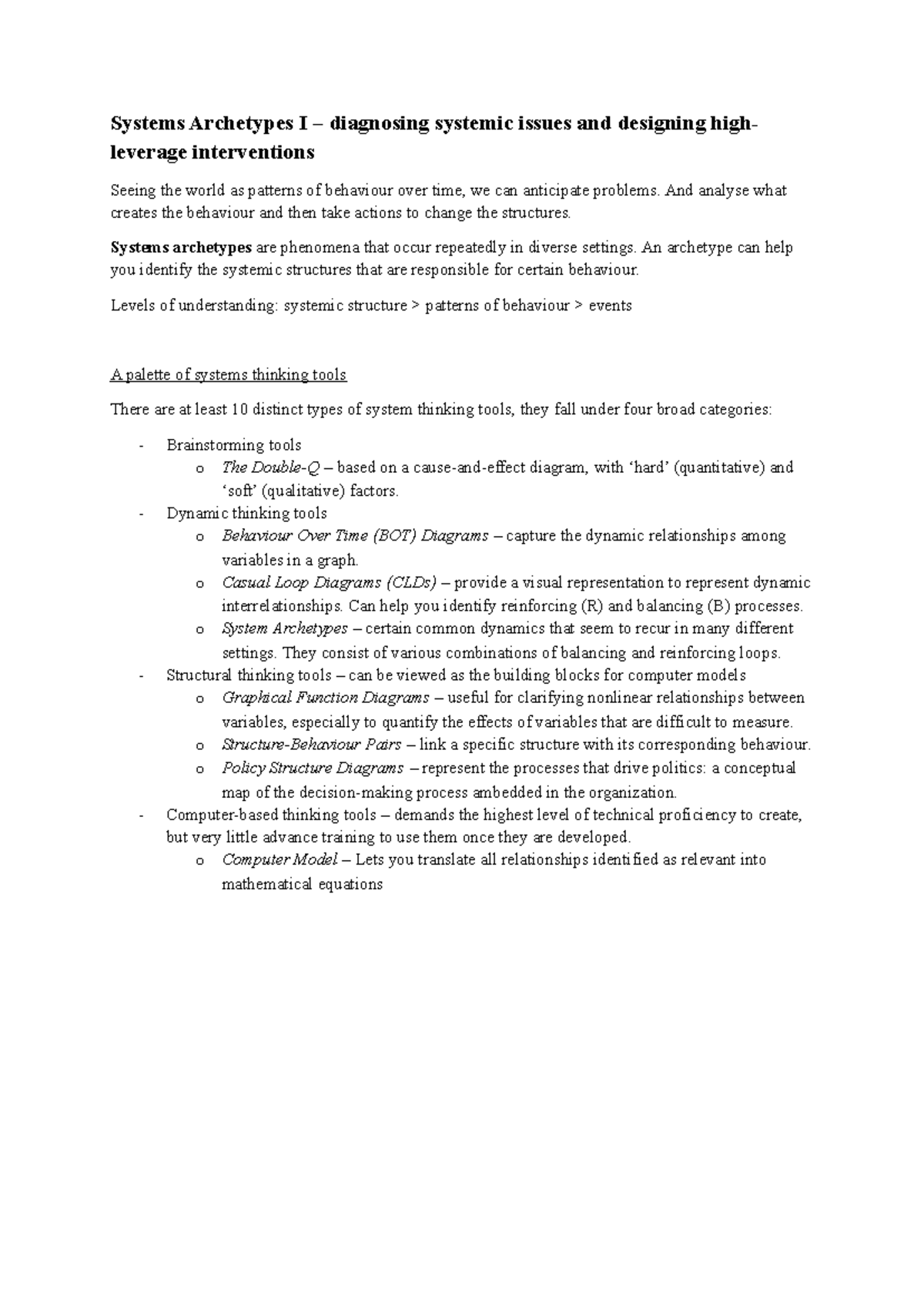 Systems Archetypes I: Diagnosing Systemic Issues & High-Leverage ...