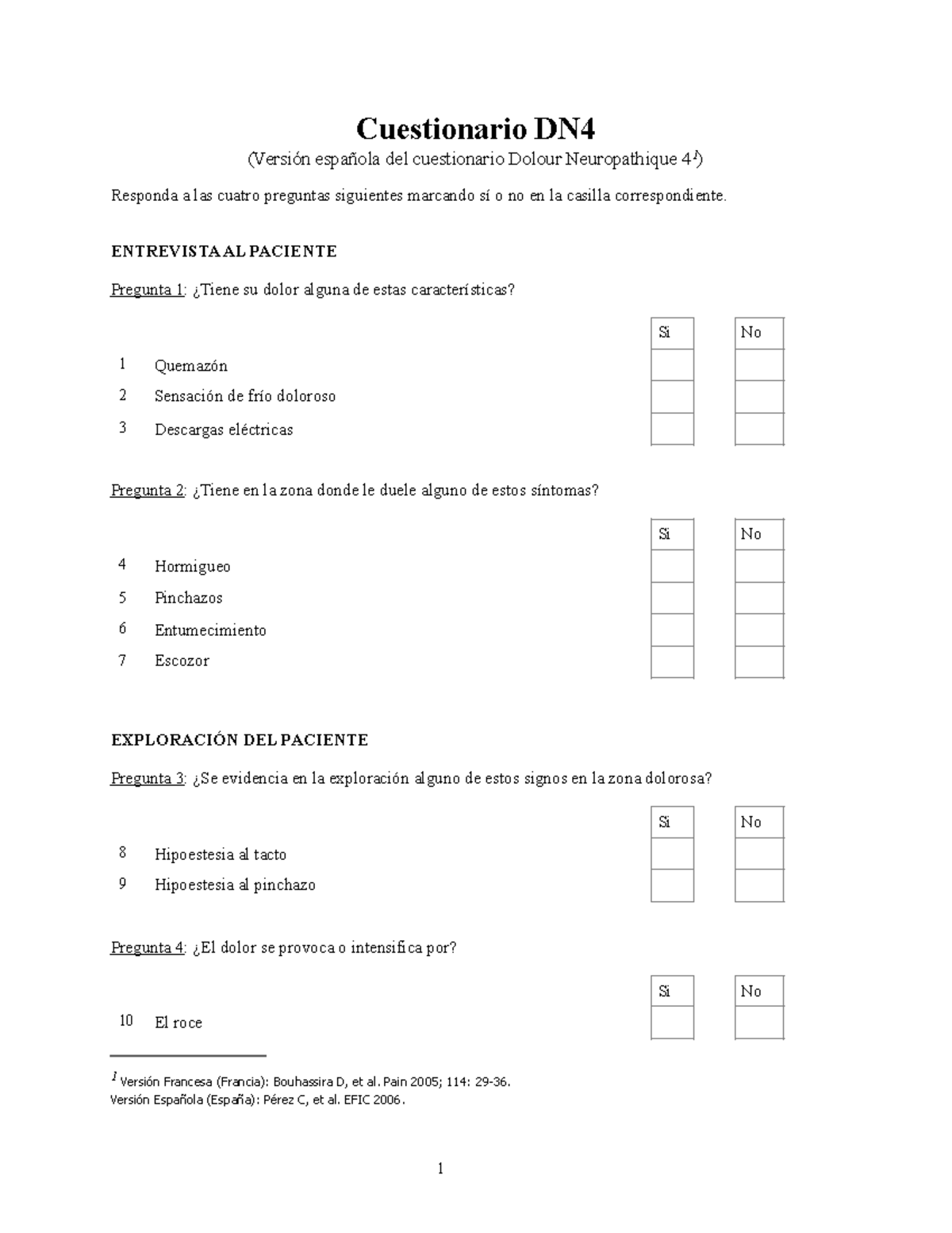 Cuestionario DN4: Evaluación del Dolor Neuropático (Versión Española ...