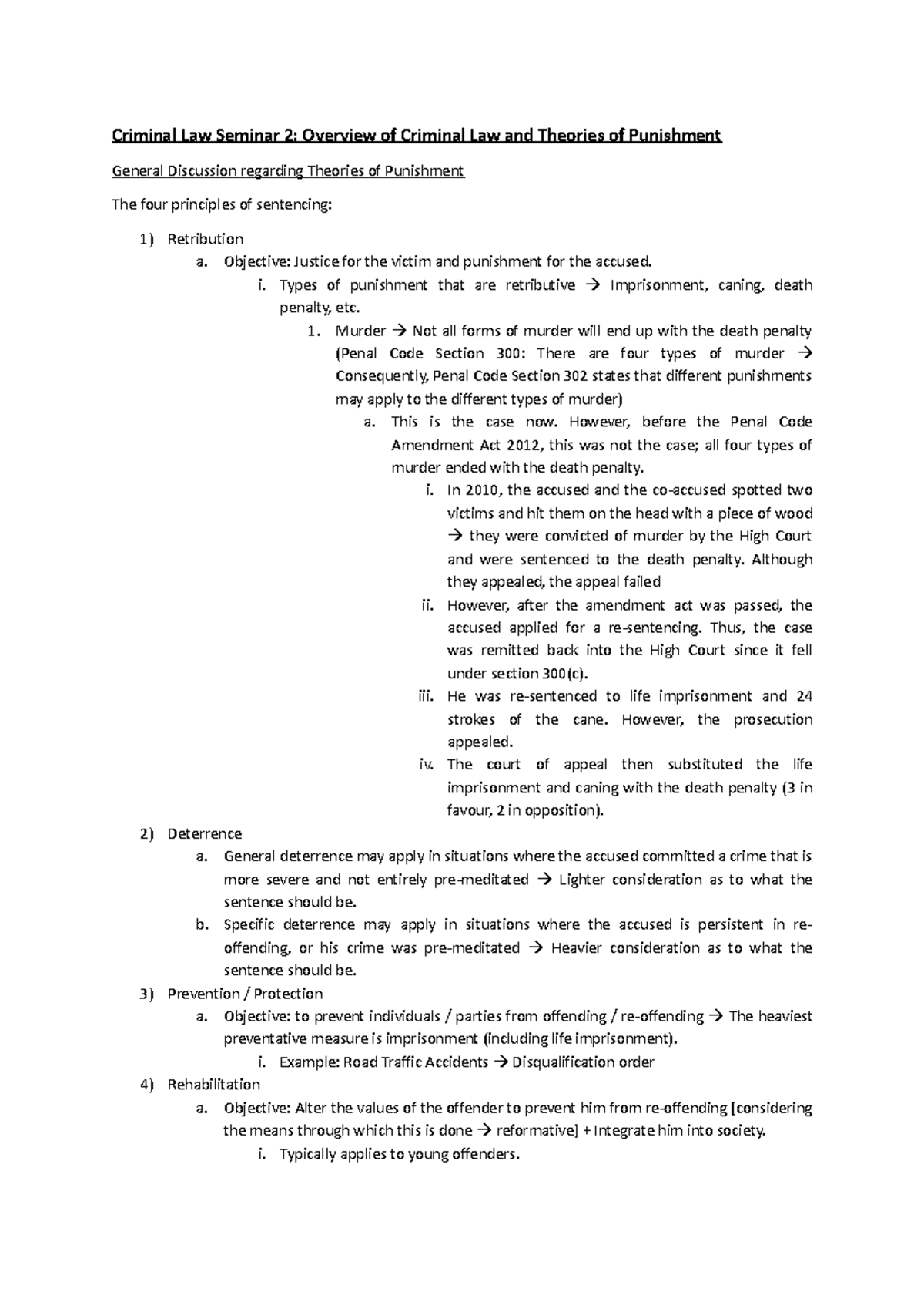 Criminal Law Seminar 2: Punishment Theories and Sentencing Principles ...