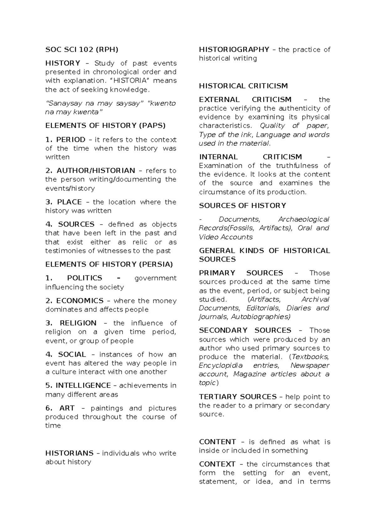 SOC SCI 102 Lesson 1-3 - About Philippine History - SOC SCI 102 (RPH ...