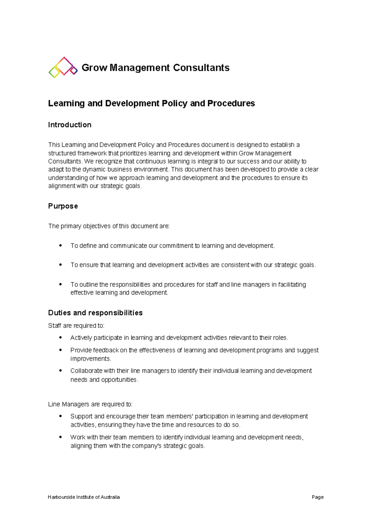 Learning and Development Policy & Procedures - Grow Management ...