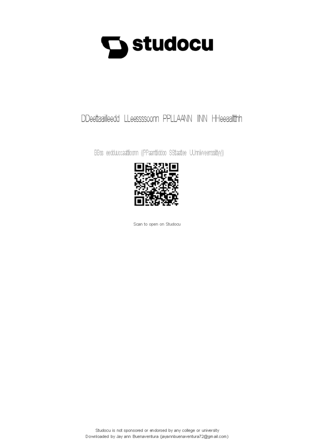 Detailed Lesson Plan in Health 1 (PPS 101) on Personal Hygiene - Studocu