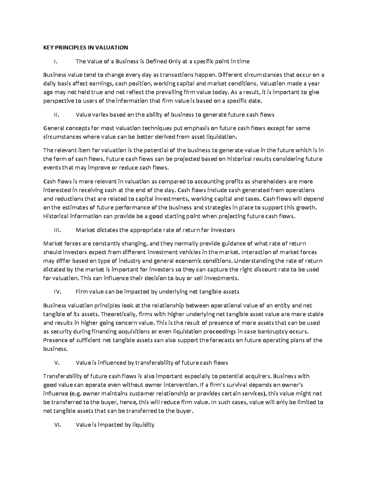 KEY Principles and Risks in Valuation: Understanding Business Value ...
