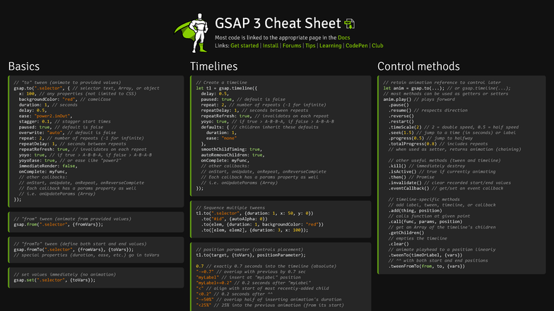 GSAP 3 Cheat Sheet: Quick Reference for Animations and Timelines - Studocu