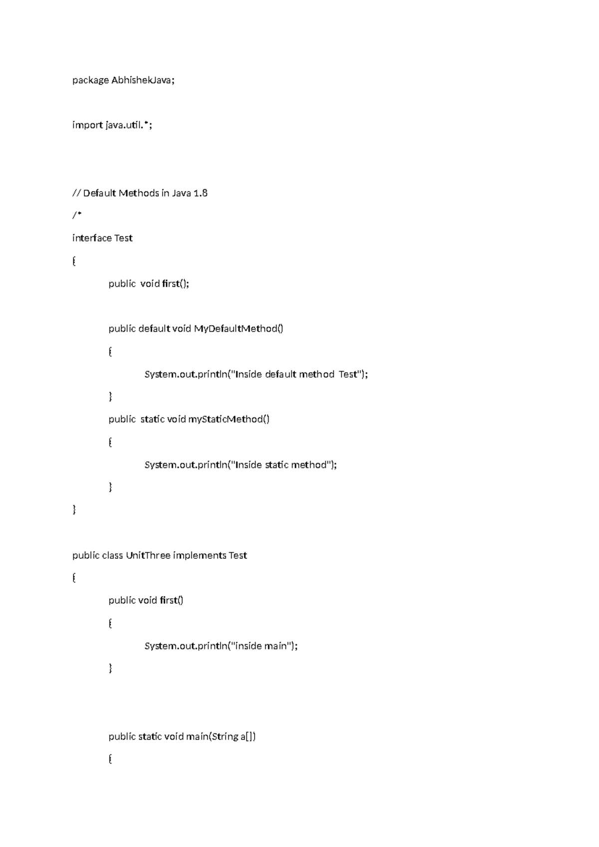 Java Unit 3 Notes New Fetures Part 2 - package AbhishekJava; import ...