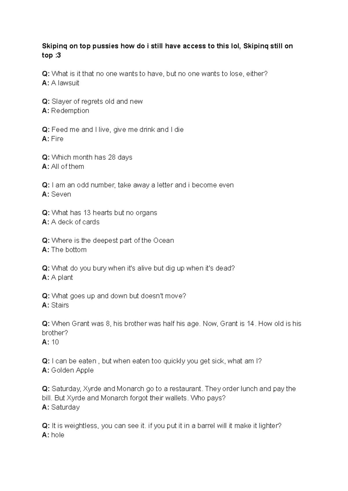 New Riddles Document - 11DAS - Studocu
