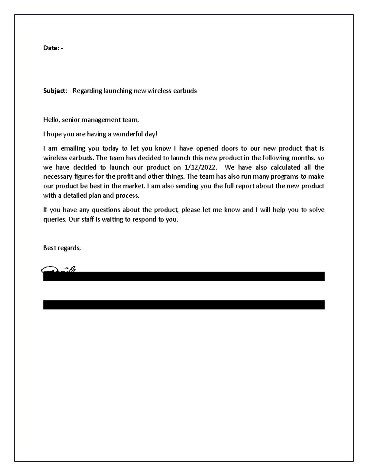 1 mail to industry - Assignment 2 - Date: - Subject: - Regarding ...