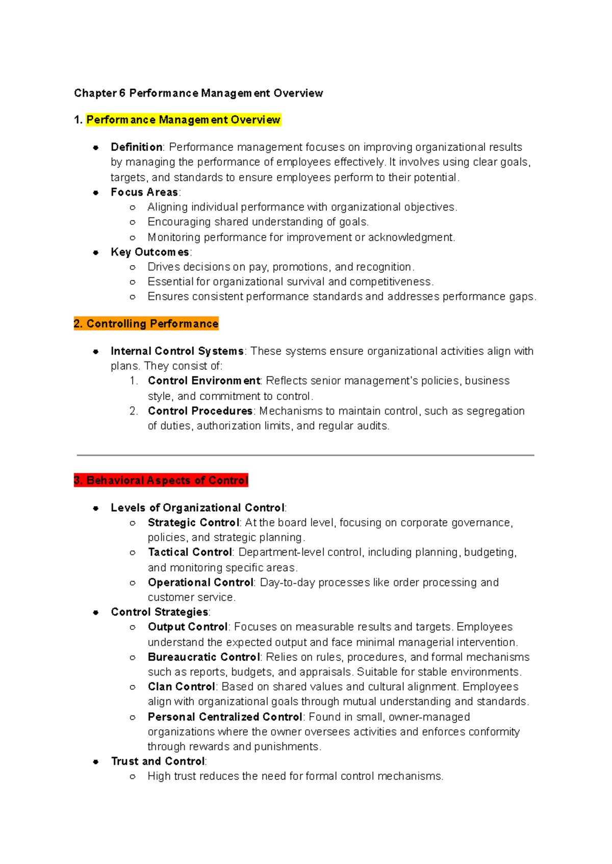 Chapter 6 Performance Management Overview - Chapter 6 Performance ...