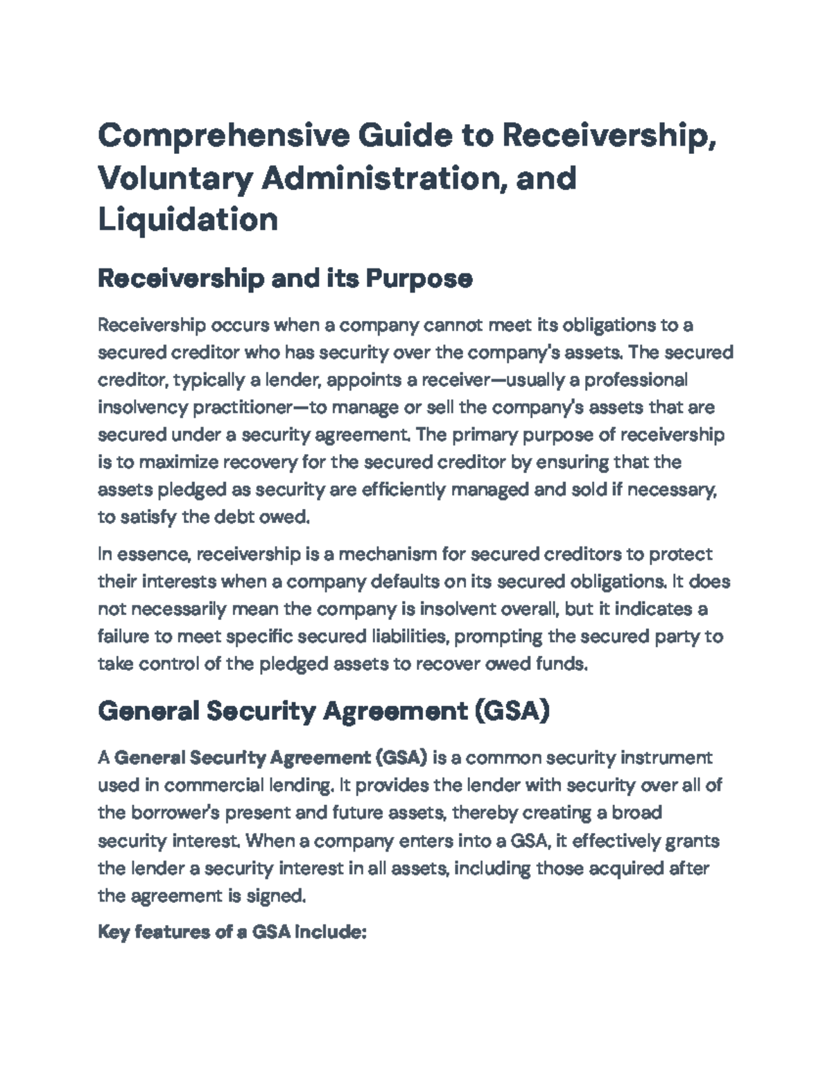 Comprehensive Guide to Receivership, Voluntary Admin & Liquidation ...