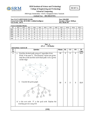 SRM Computer Science(Artificial Intelligence And Machine Learning) - B ...