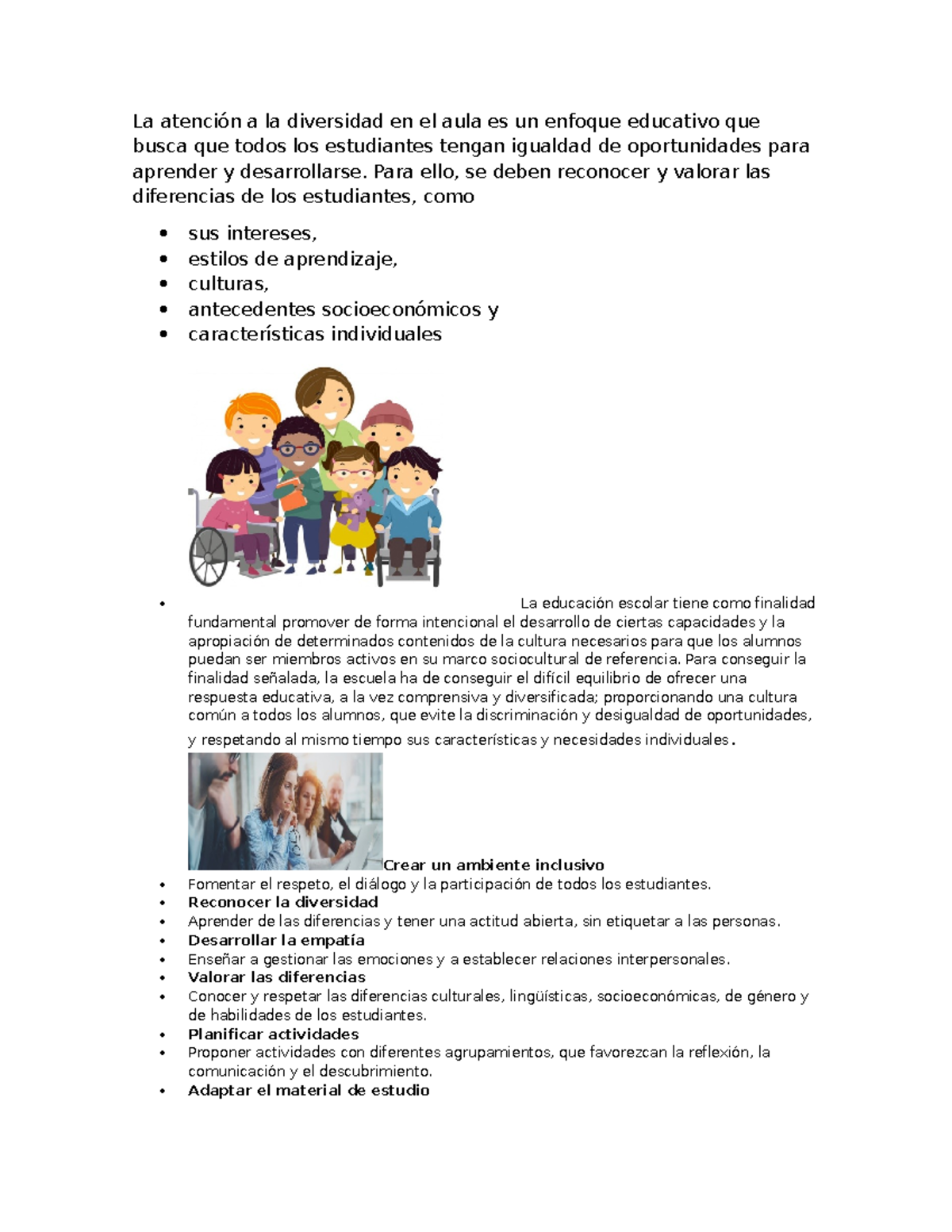 Atención a la Diversidad en el Aula: Enfoque Educativo Inclusivo - Studocu