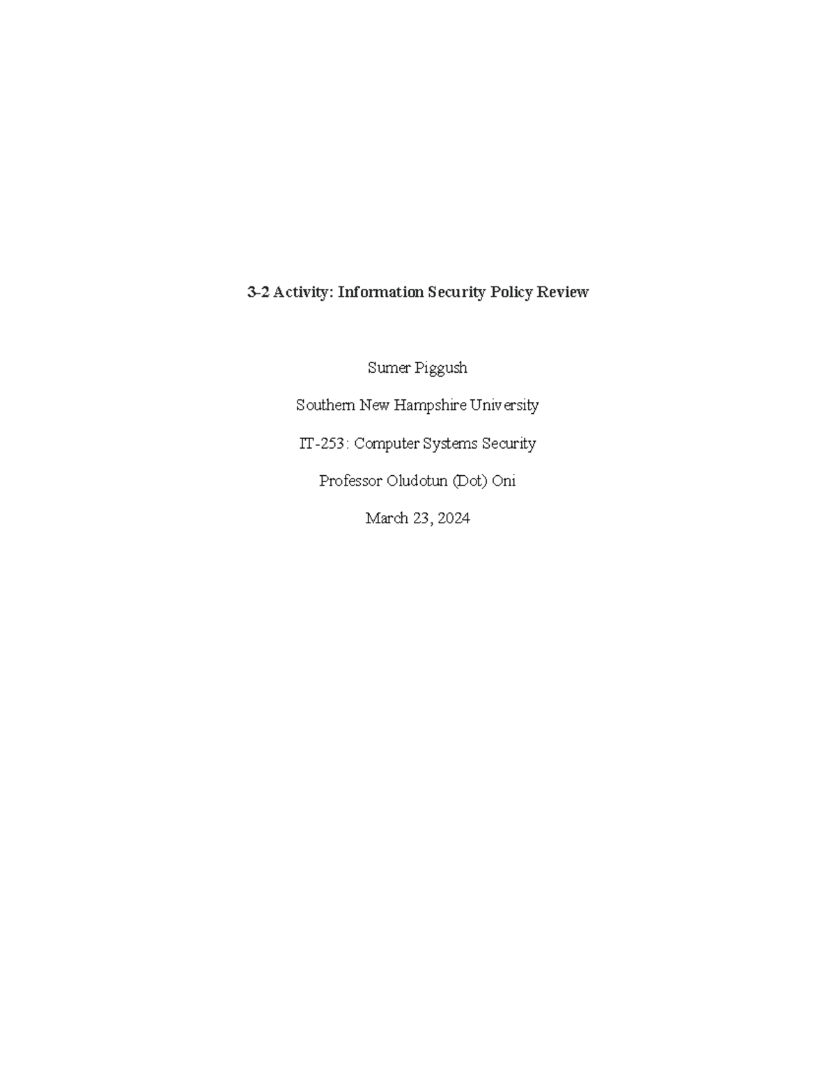 IT-253 3-2 Activity: Review of Information Security Policy - Studocu