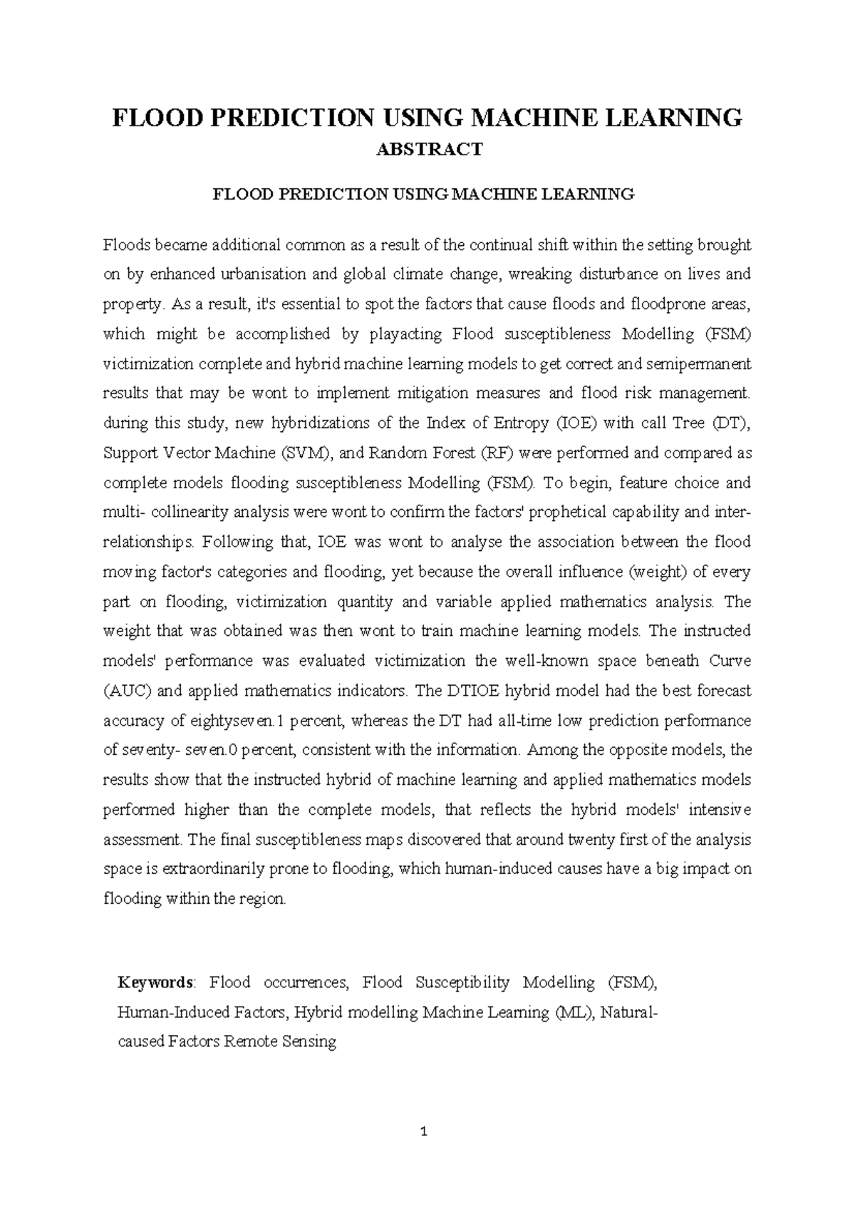 FLOOD PREDICTION USING ML: A COMPARATIVE STUDY OF MODELS - Studocu