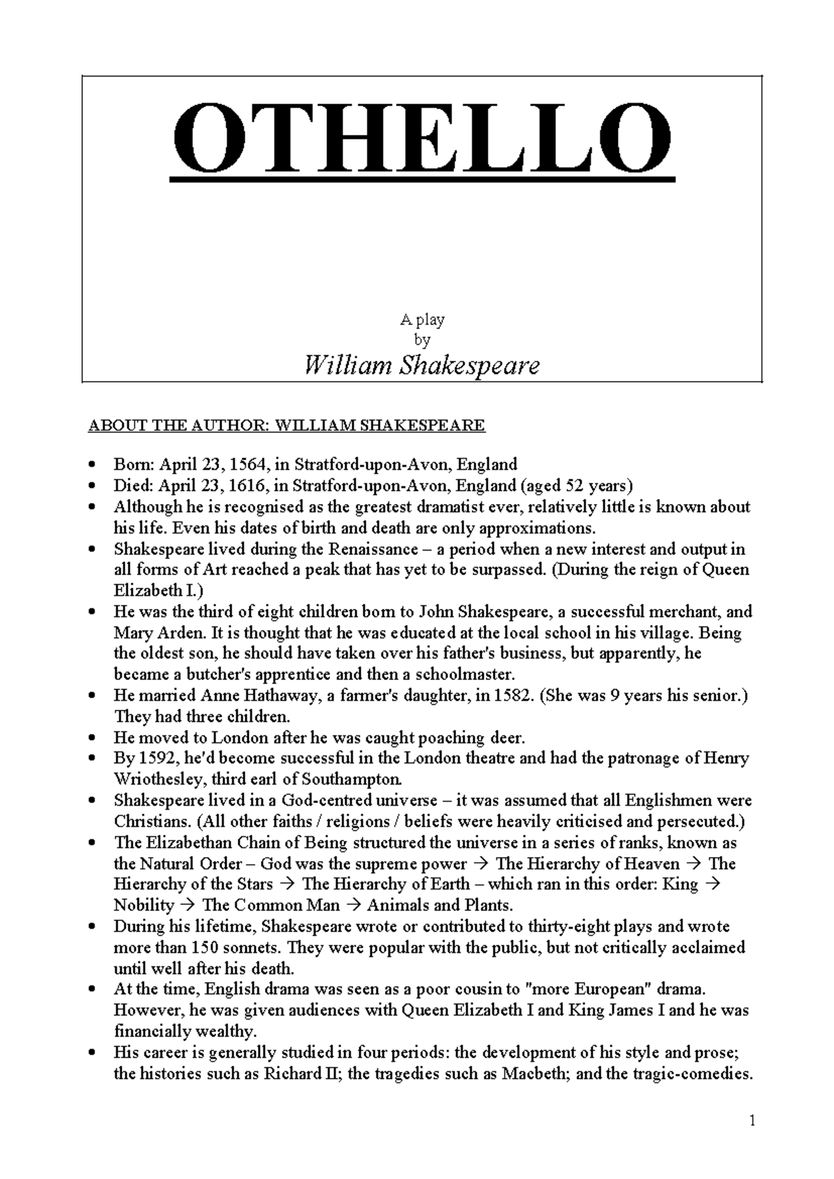 Othello (ENG 201) Study Guide: Insights and Key Notes on the Tragedy ...