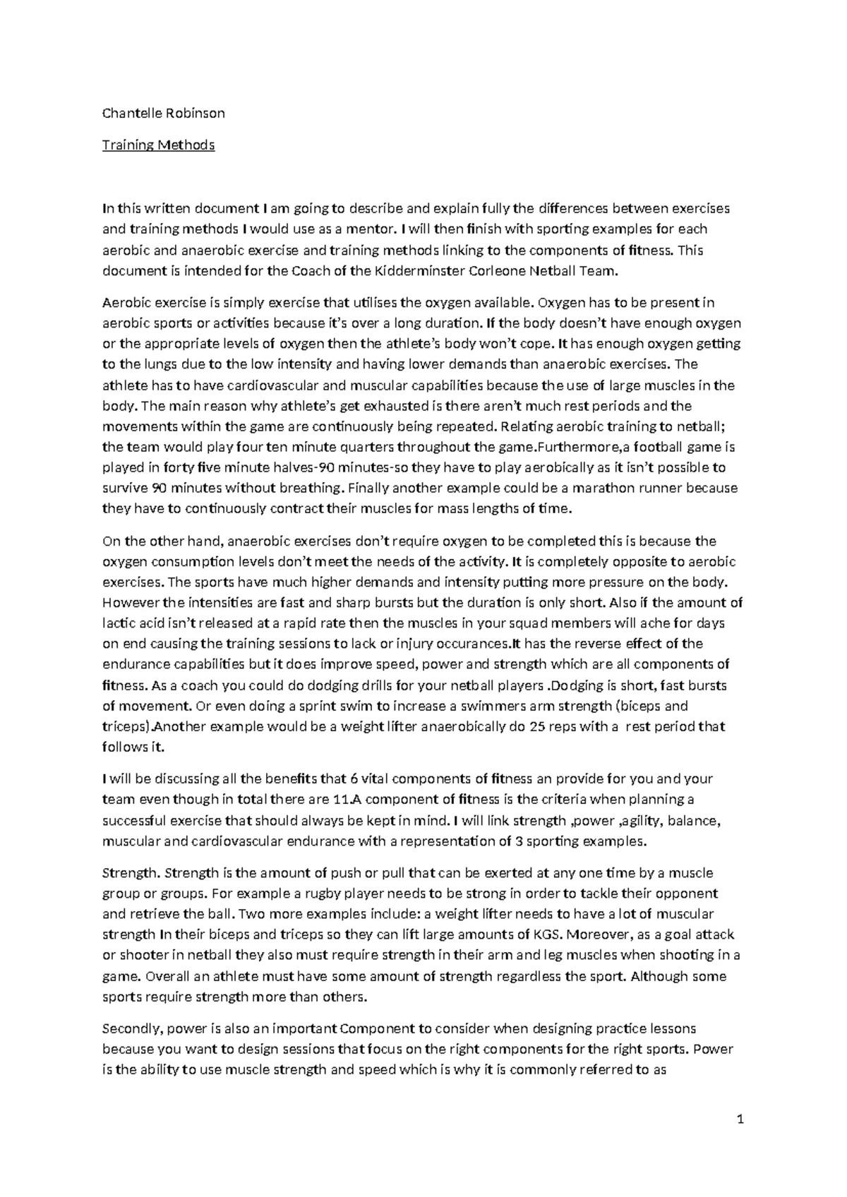 PE GCSE Coursework: The Importance of Speed in Netball by Pyale Wifa ...