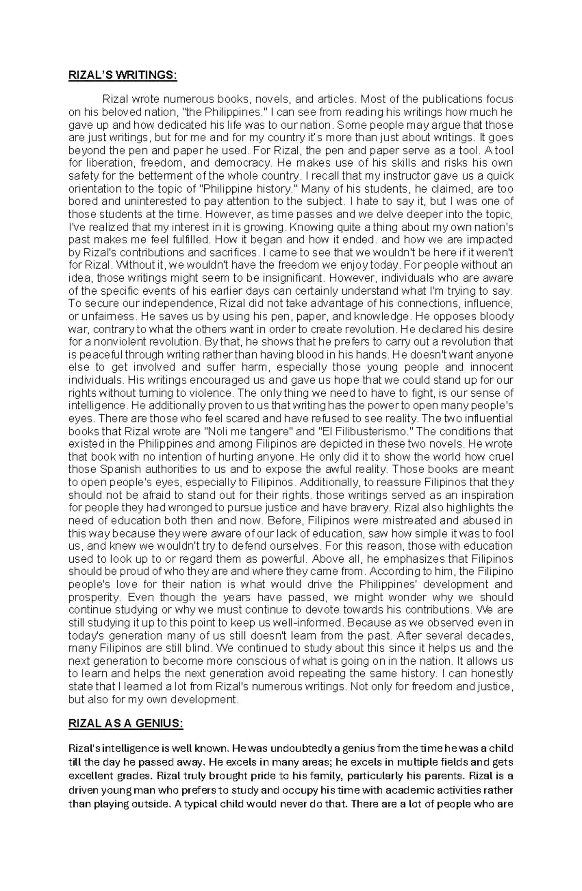 TERM Paper NO Design - essay or reflection about rizals lessons - RIZAL ...