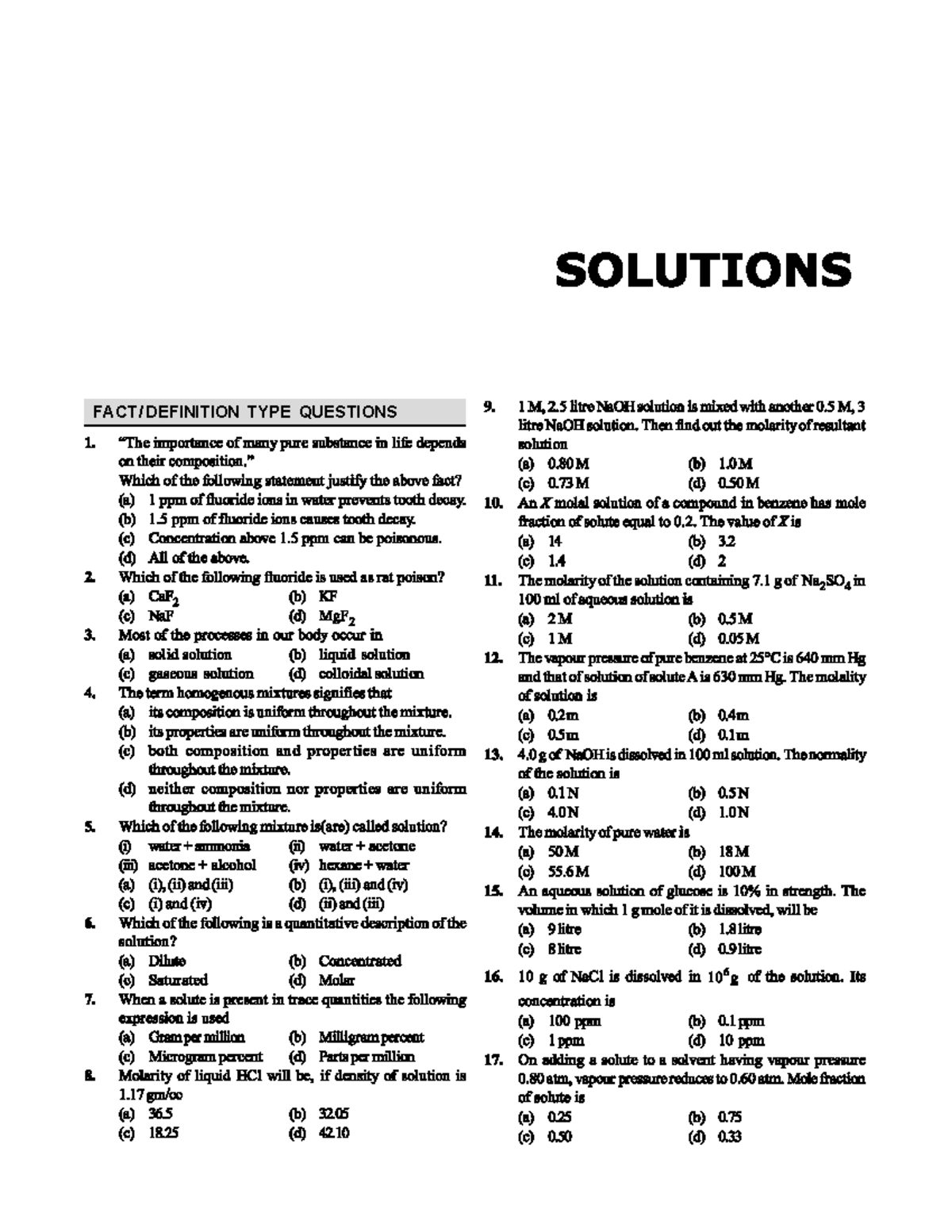 Solutions - Molarity and Concentration Calculations (Chem 101) - Studocu