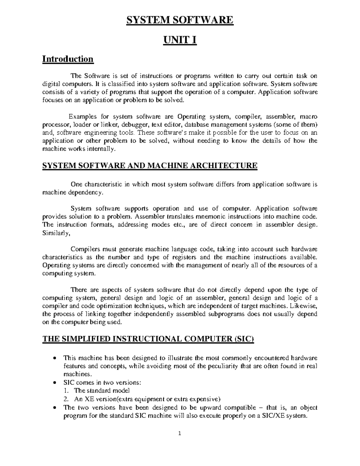 43A - System Software & Operating System - SYSTEM SOFTWARE UNIT I ...